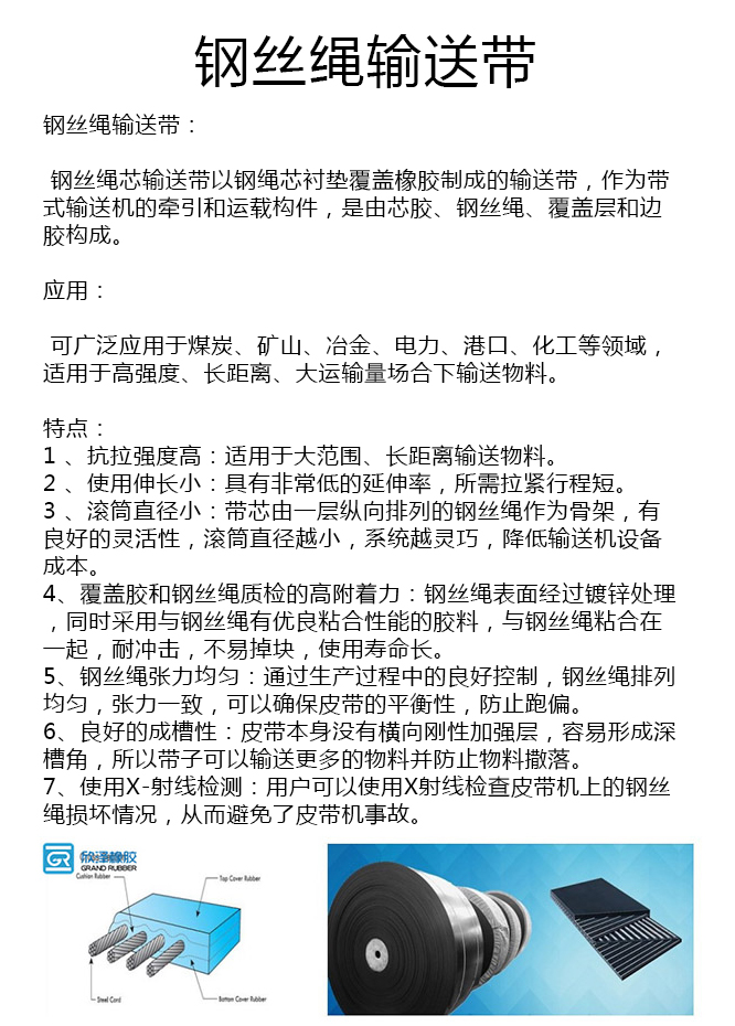 1100寬鋼絲繩輸送帶廠家